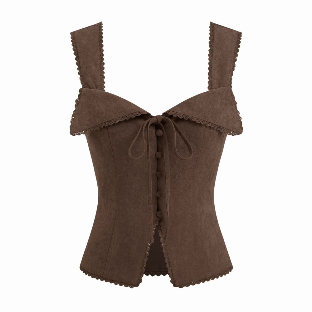 Cider Brown Lace-Up Corset Top